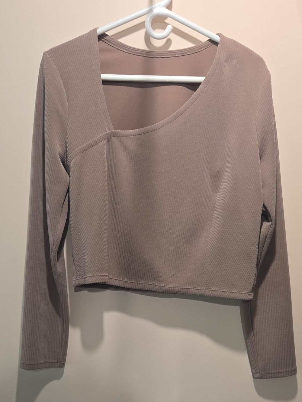 lululemon athletica Asymmetric Ribbed Long-Sleeve Crop Top - Taupe